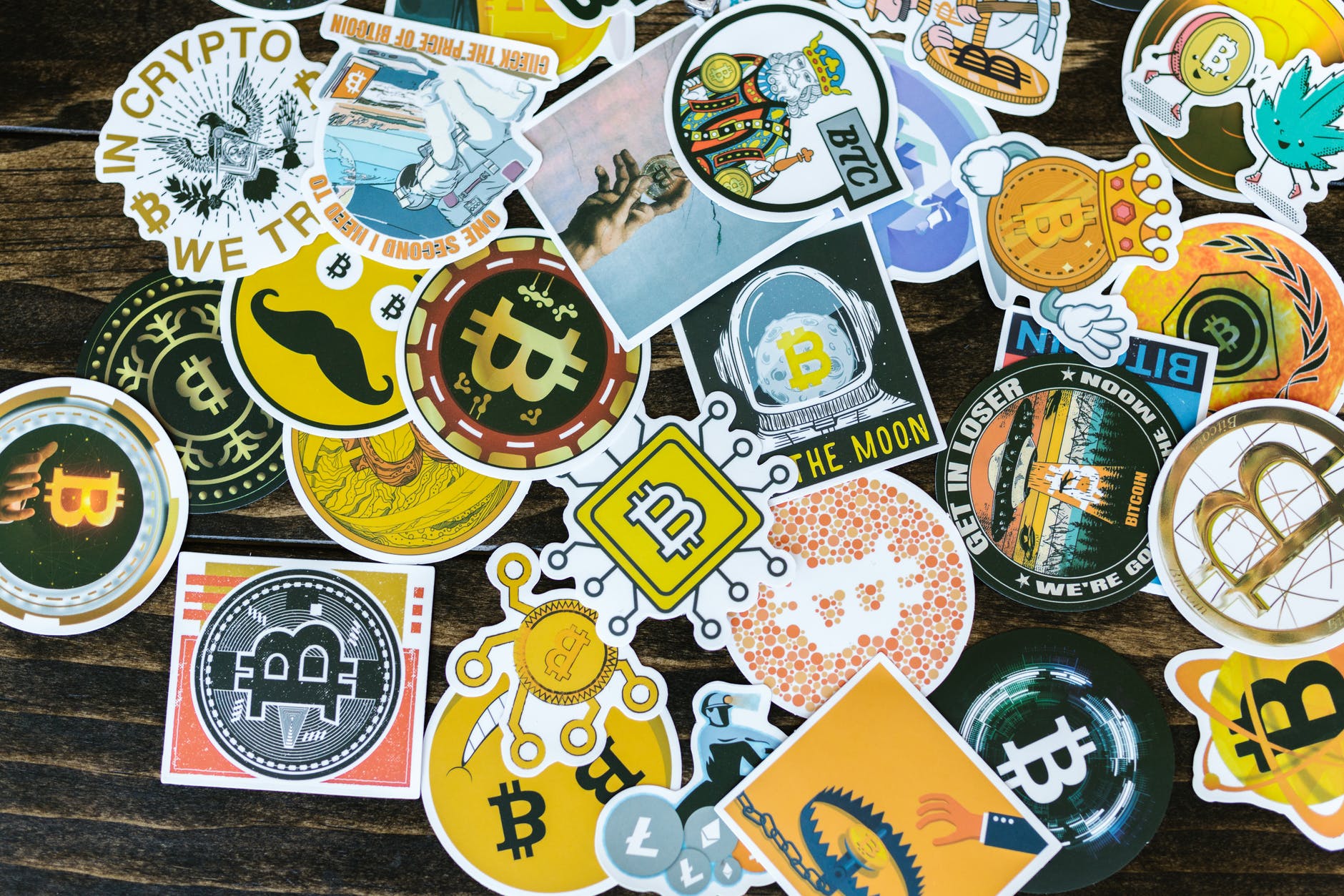 assorted stickers on the table